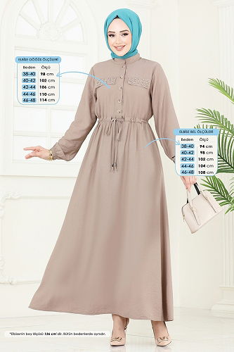 moda selvim الفستان بيج 1713MSM187 - Thumbnail