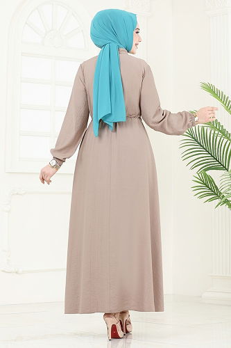 moda selvim الفستان بيج 1713MSM187 - Thumbnail