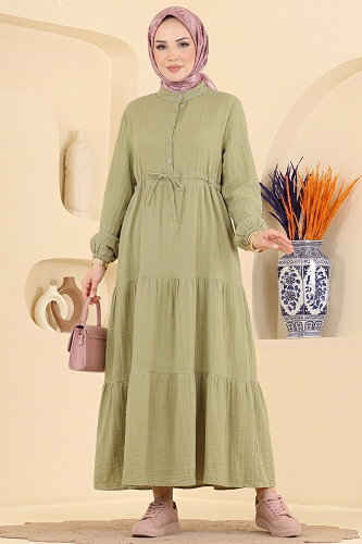 moda selvim Dress 172NZRK1200 Almond Green - Thumbnail
