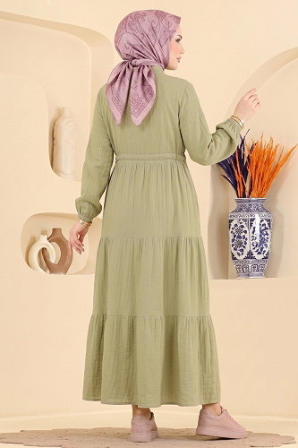 moda selvim Dress 172NZRK1200 Almond Green - Thumbnail