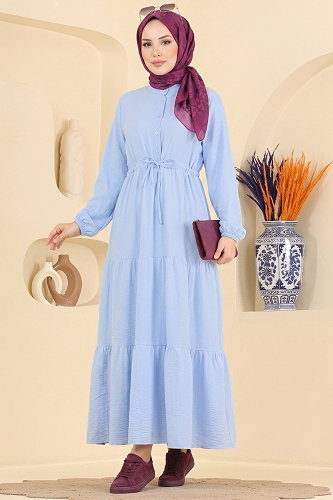 moda selvim Dress 172NZRK1200 Baby Blue - Thumbnail