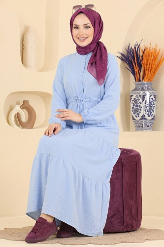 moda selvim Dress 172NZRK1200 Baby Blue - Thumbnail