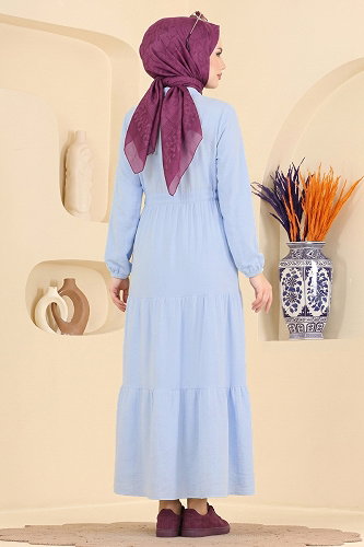 moda selvim الفستان أزرق فاتح 172NZRK1200 - Thumbnail