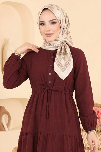 moda selvim Dress 172NZRK1200 Burgundy - Thumbnail