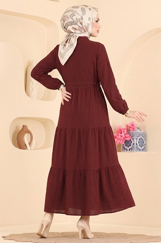 moda selvim الفستان خمري 172NZRK1200 - Thumbnail