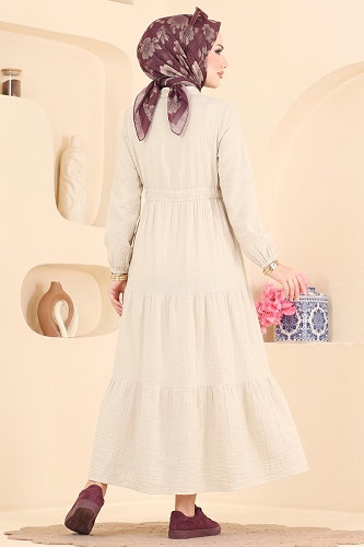 moda selvim Dress 172NZRK1200 Stone - Thumbnail