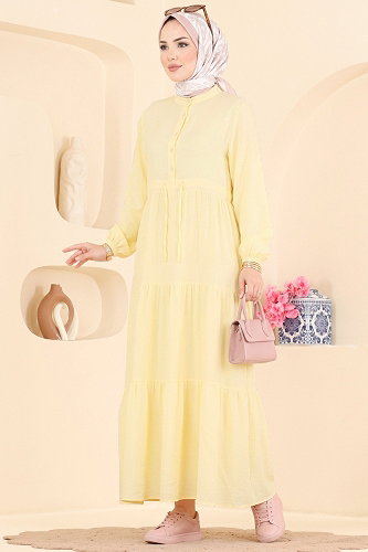 moda selvim Dress 172NZRK1200 Yellow - Thumbnail