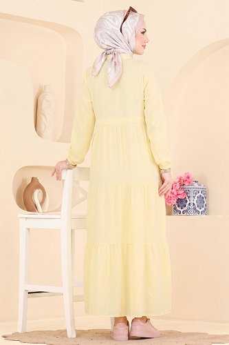 moda selvim الفستان أصفر 172NZRK1200 - Thumbnail