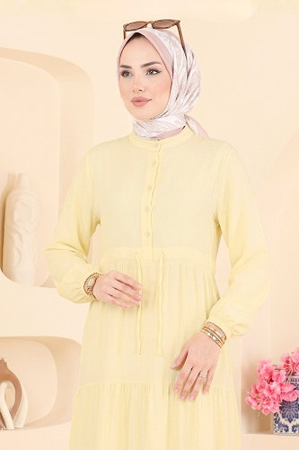 moda selvim الفستان أصفر 172NZRK1200 - Thumbnail