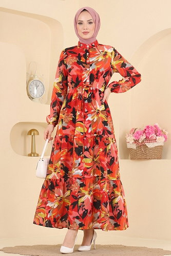moda selvim الفستان احمر 178NZRK1200 - Thumbnail