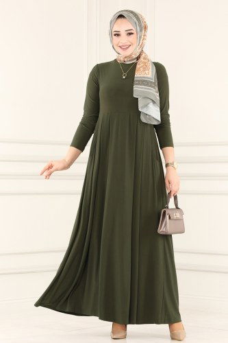 moda selvim Dress 1813-1AF356 Khaki - Thumbnail