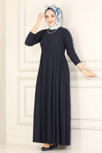 moda selvim Dress 1813-1AF356 Navy Blue - Thumbnail
