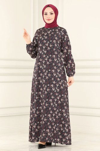 moda selvim Dress 1825UZ662 Black - Thumbnail