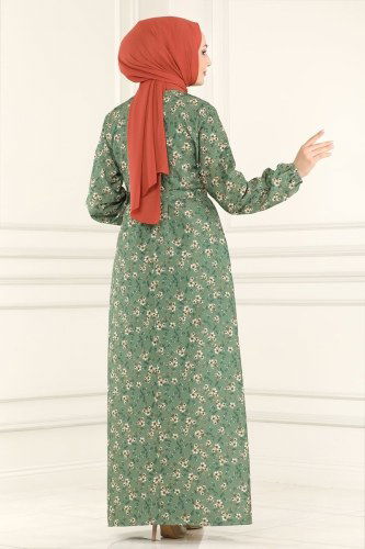 moda selvim 1825UZ662 تركوازي فستان - Thumbnail