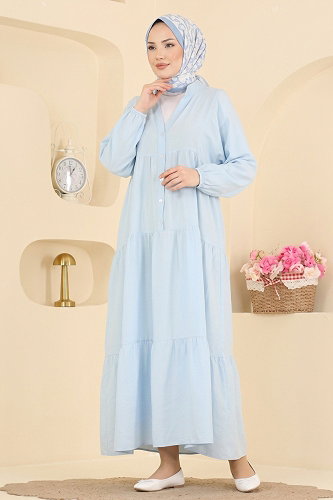 moda selvim Dress 183NZRK1200 Baby Blue - Thumbnail