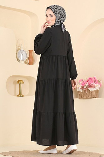 moda selvim الفستان أسود 183NZRK1200 - Thumbnail