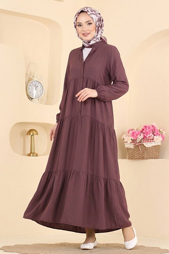 moda selvim Dress 183NZRK1200 Damson - Thumbnail
