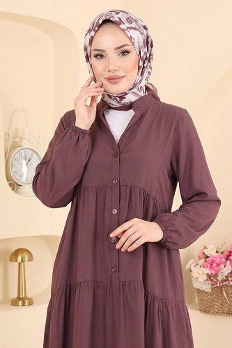 moda selvim Dress 183NZRK1200 Damson - Thumbnail