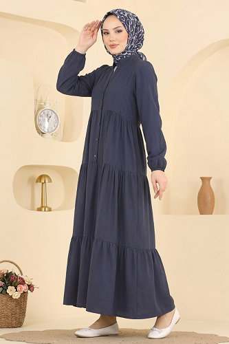 moda selvim Dress 183NZRK1200 Navy Blue - Thumbnail