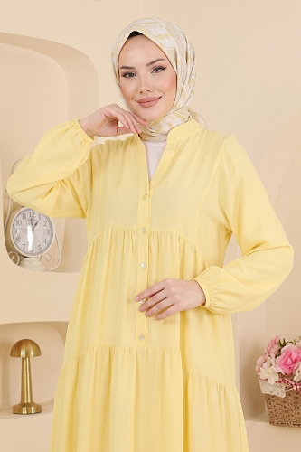 moda selvim الفستان أصفر 183NZRK1200 - Thumbnail