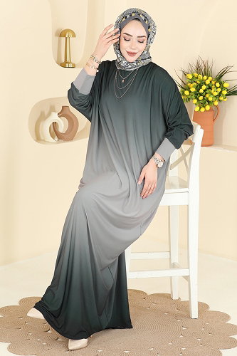 moda selvim الفستان رمادي غامق 1908ZNNK1102 - Thumbnail