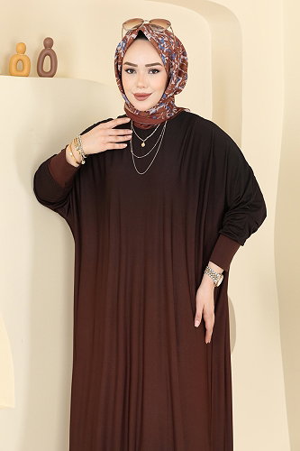 moda selvim Dress 1908ZNNK1102 Brown - Thumbnail