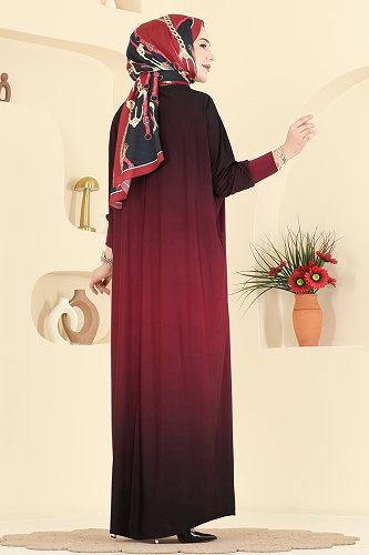 moda selvim Dress 1908ZNNK1102 Burgundy - Thumbnail