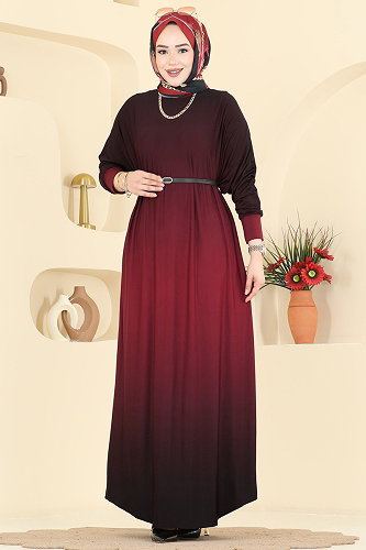 moda selvim الفستان خمري 1908ZNNK1102 - Thumbnail