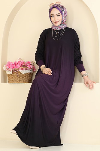 moda selvim Dress 1908ZNNK1102 Damson - Thumbnail