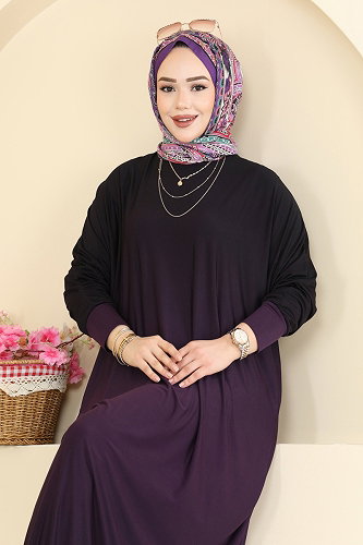 moda selvim Dress 1908ZNNK1102 Damson - Thumbnail