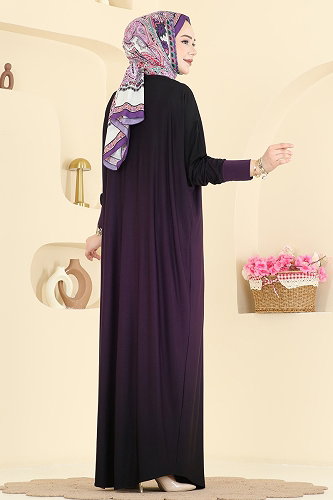 moda selvim Dress 1908ZNNK1102 Damson - Thumbnail