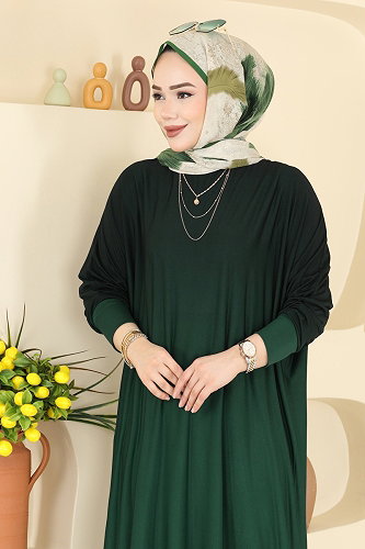 moda selvim Dress 1908ZNNK1102 Emerald - Thumbnail