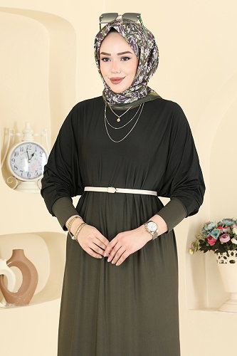 moda selvim Dress 1908ZNNK1102 Khaki - Thumbnail