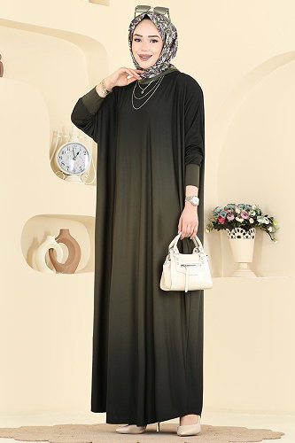 moda selvim الفستان اخضر عفني 1908ZNNK1102 - Thumbnail