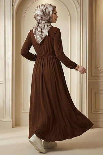 moda selvim Dress 1934ZNN894-M Brown - Thumbnail