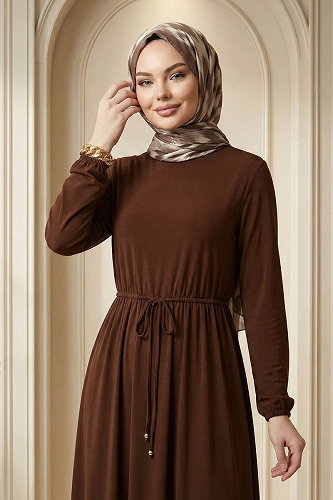 moda selvim Dress 1934ZNN894-M Brown - Thumbnail