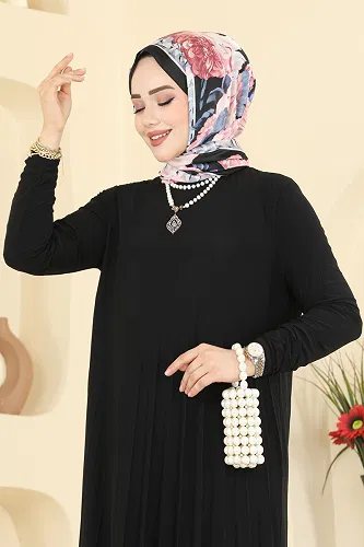 moda selvim الفستان أسود 1935ZNN863 - Thumbnail