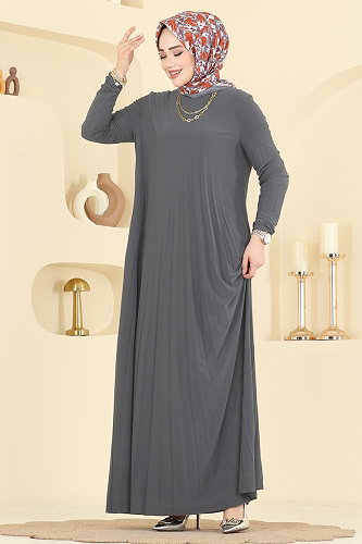 moda selvim Dress 1935ZNN863 Gray - Thumbnail
