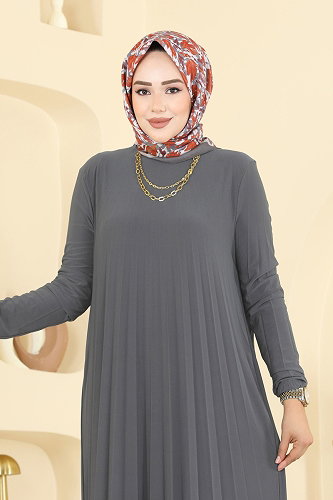 moda selvim Dress 1935ZNN863 Gray - Thumbnail