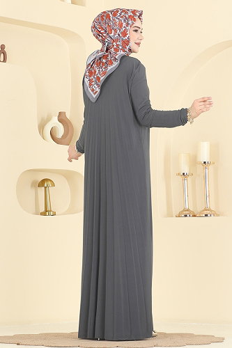 moda selvim Dress 1935ZNN863 Gray - Thumbnail