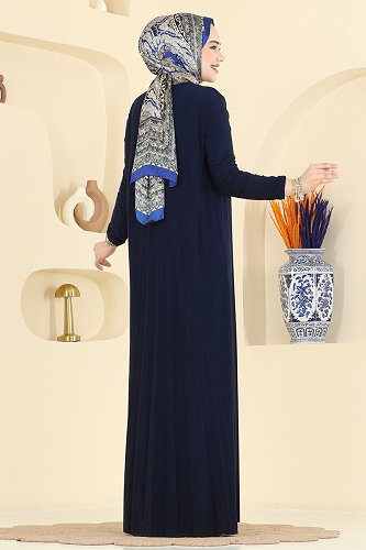 moda selvim Dress 1935ZNN863 Light Navy Blue - Thumbnail