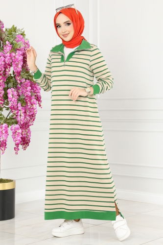 moda selvim Dress 198DVL817 Benetton Green - Thumbnail