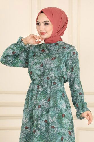 moda selvim Dress 1999MH427 Petroleum - Thumbnail