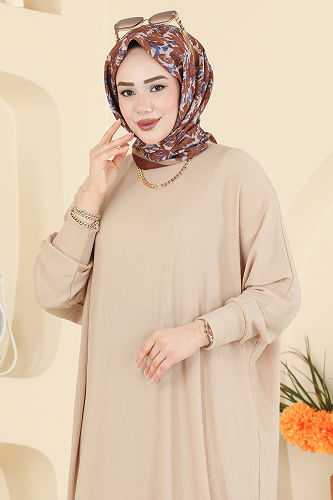 moda selvim Dress 2000ERK1158 Beige - Thumbnail