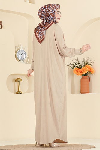 moda selvim الفستان بيج 2000ERK1158 - Thumbnail