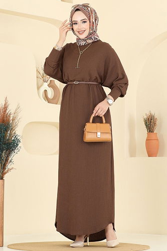 moda selvim Dress 2000ERK1158 Brown - Thumbnail