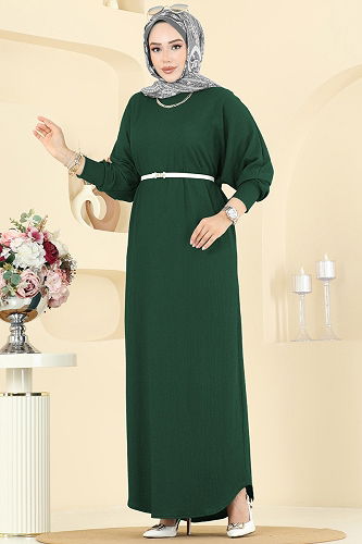 moda selvim الفستان زيتي 2000ERK1158 - Thumbnail