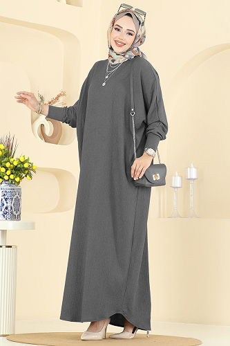 moda selvim Dress 2000ERK1158 Gray - Thumbnail