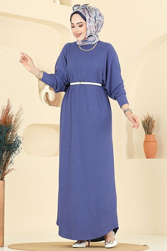 moda selvim Dress 2000ERK1158 Indigo - Thumbnail