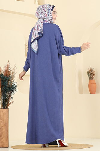 moda selvim Dress 2000ERK1158 Indigo - Thumbnail